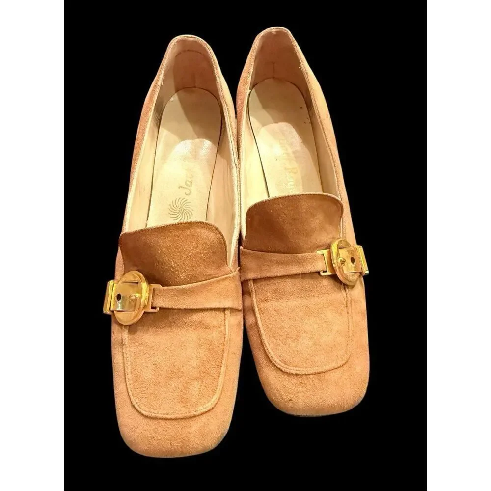 Jack Rogers Vintage Pumps Chunky Heel Gold Buckle Sz. 6 1980’s 1990’s
